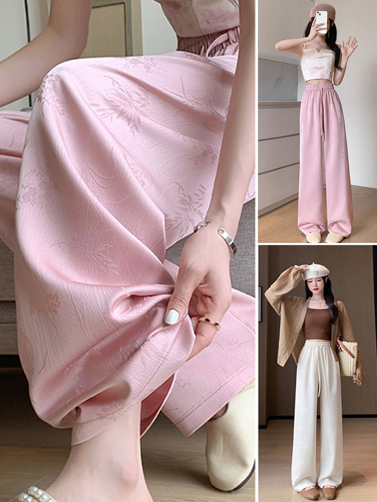 하이웨이스트 꽃무늬 와이드 팬츠