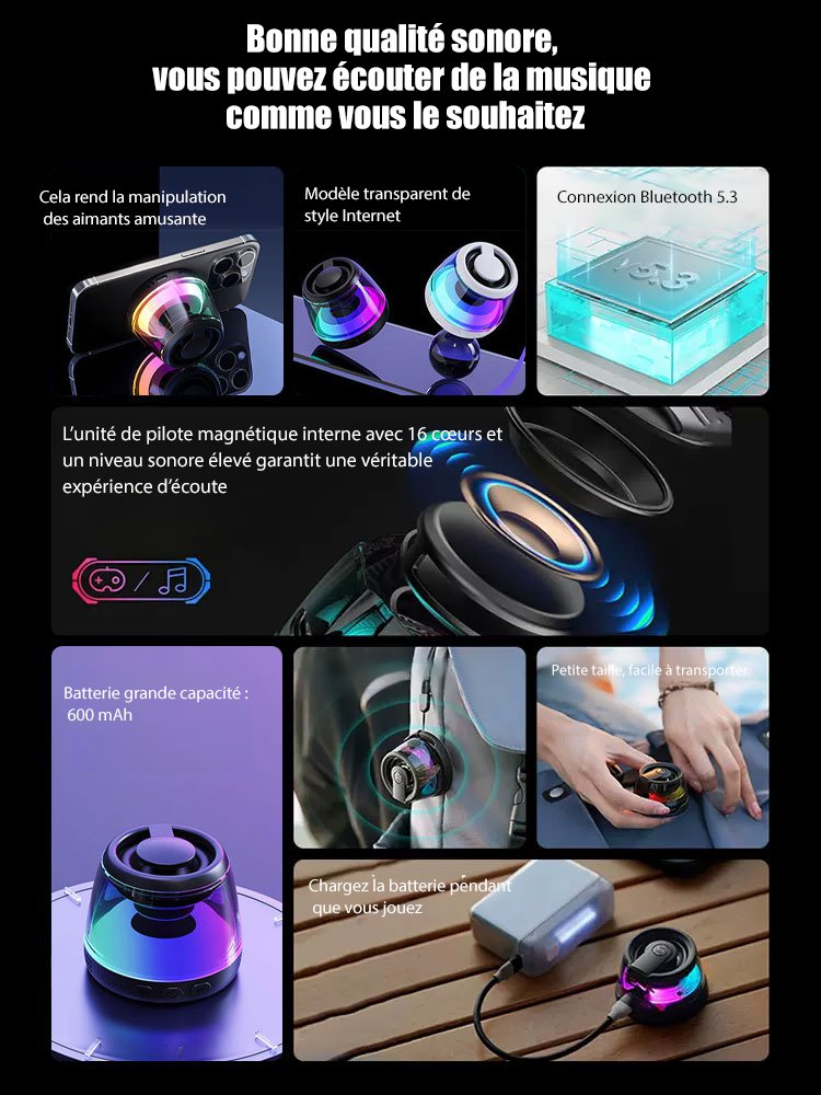 Audio magnétique Bluetooth RBG Lumières éblouissantes
