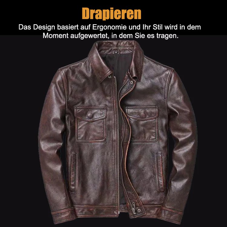 Vintage Revers Lederjacke Männer