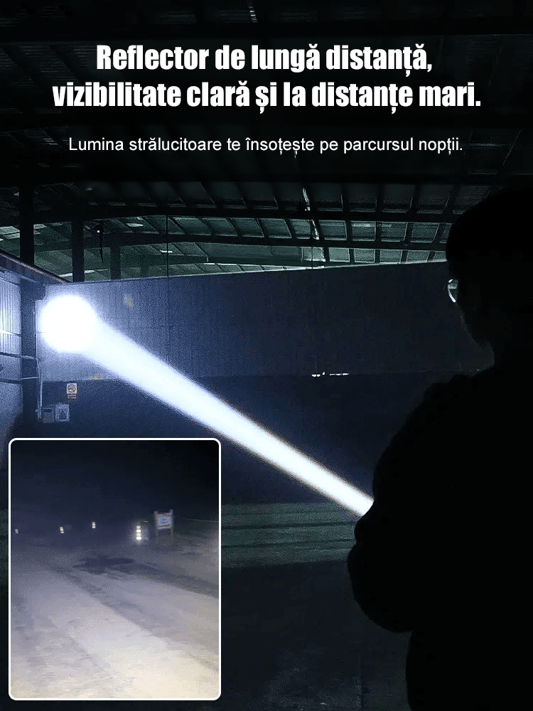 【Sursă dublă de lumină, rază ultra-luminoasă】Lanternă cu focalizare variabilă și laser alb
