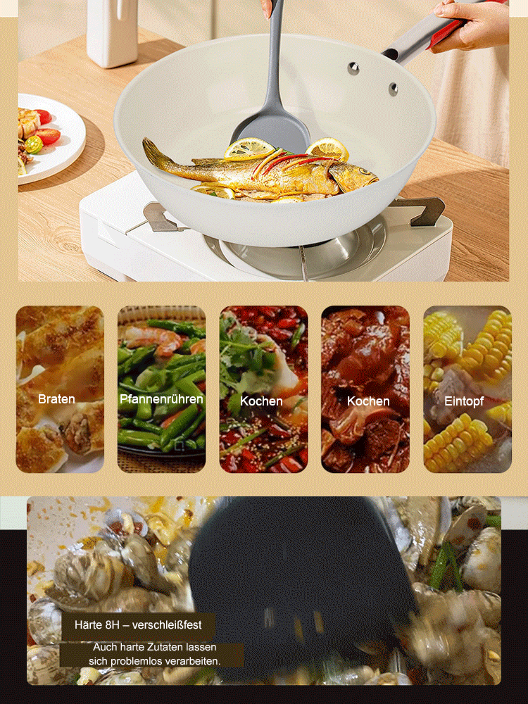 【Vierfache Antihaftbeschichtung】Mehrzweck-Antihaft-Bratpfanne in Muschel-Kieselstein-Optik