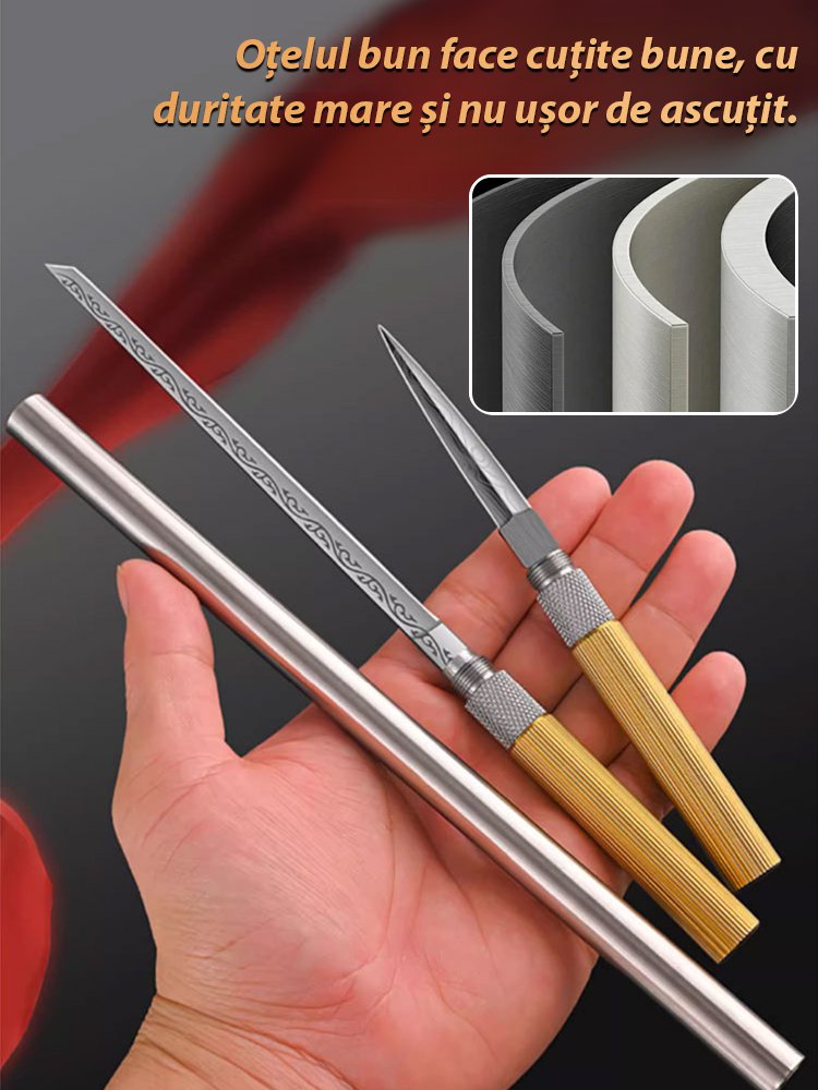 Cuțit de ceai și ac de autoapărare pentru exterior, integrate într-un singur instrument.