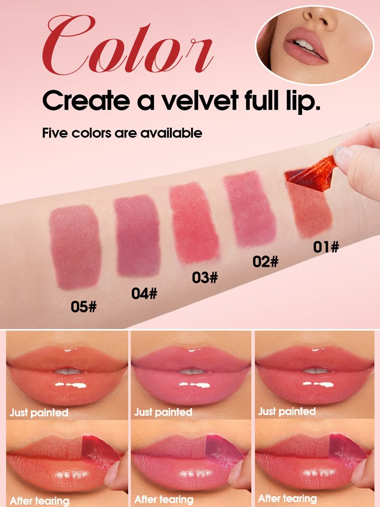 【Long-lasting waterproof】Tear-off lip liner