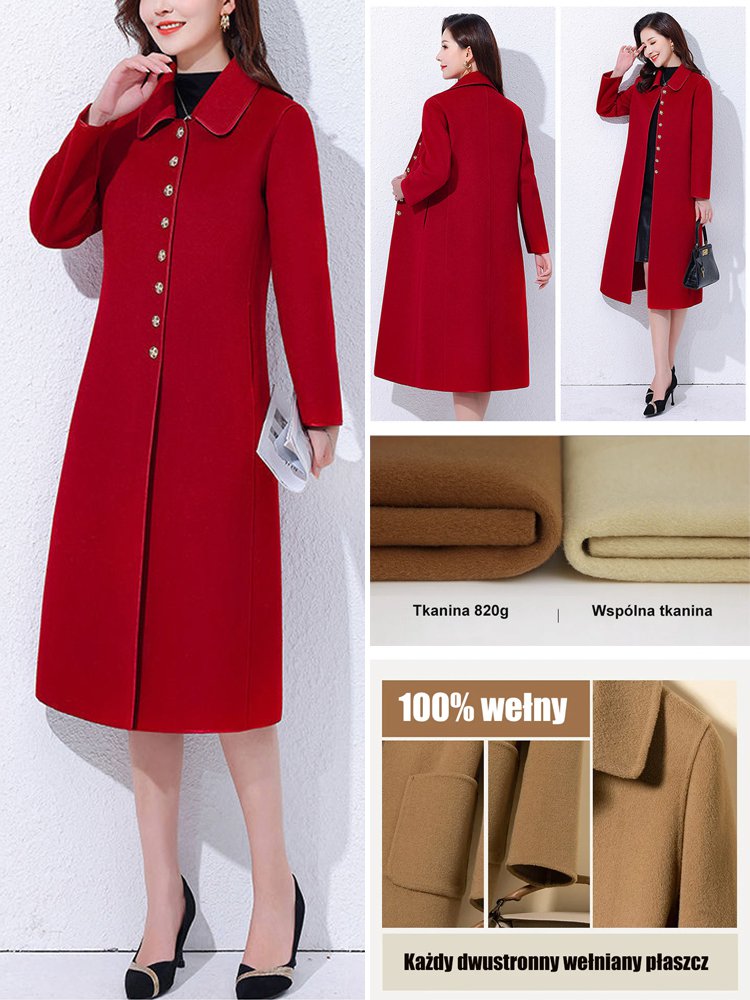 Wysokiej klasy australijski wełniany płaszcz z klapami