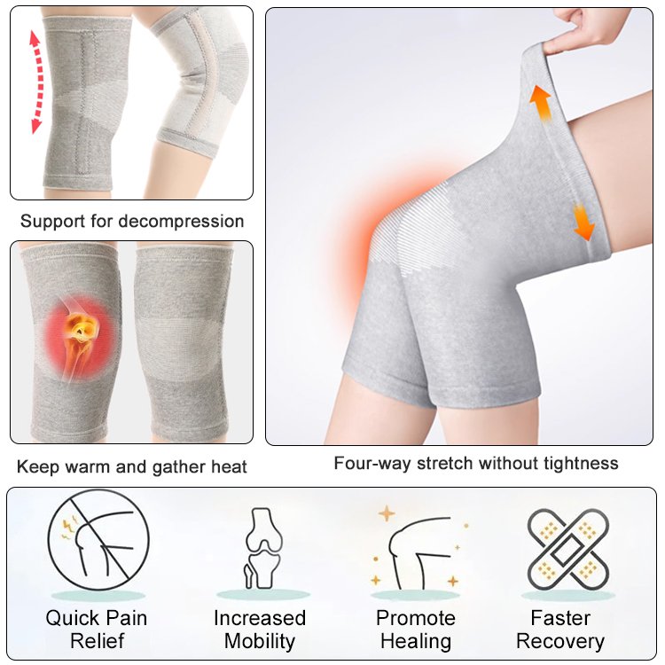 Bamboo charcoal warm thin knit knee pads