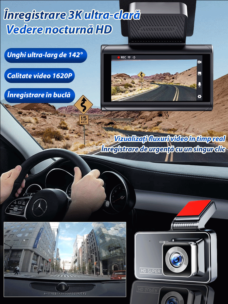 Noua cameră de bord ultra HD cu înregistrare dublă față și spate