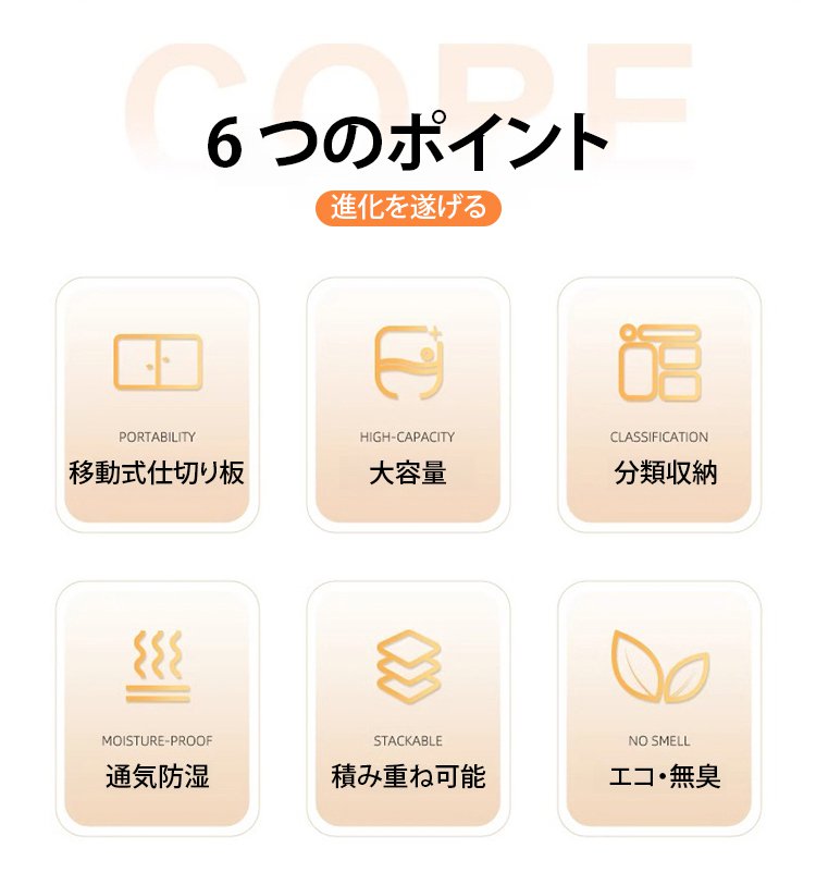 シンプルデザインの衣類収納ボックス