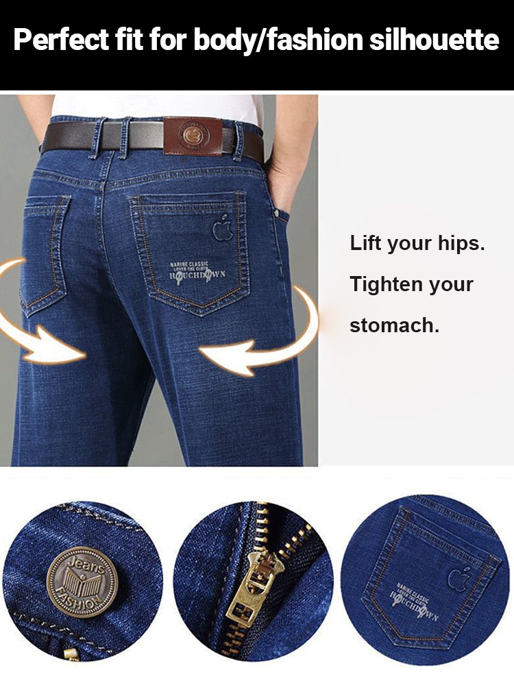 Loose Straight Elastic Warm Velvet-lined Jeans