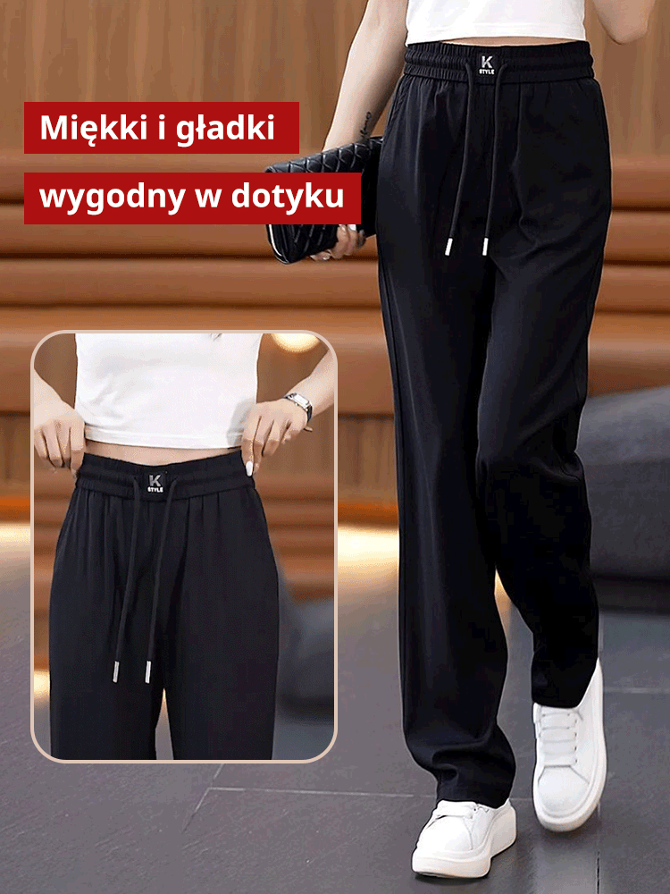 [Schudnij 5kg]Luźne, drapowane spodnie z szerokimi nogawkami, z denimu Tencel