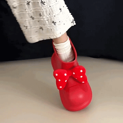 かわいいリボン付き防滑レインブーツ