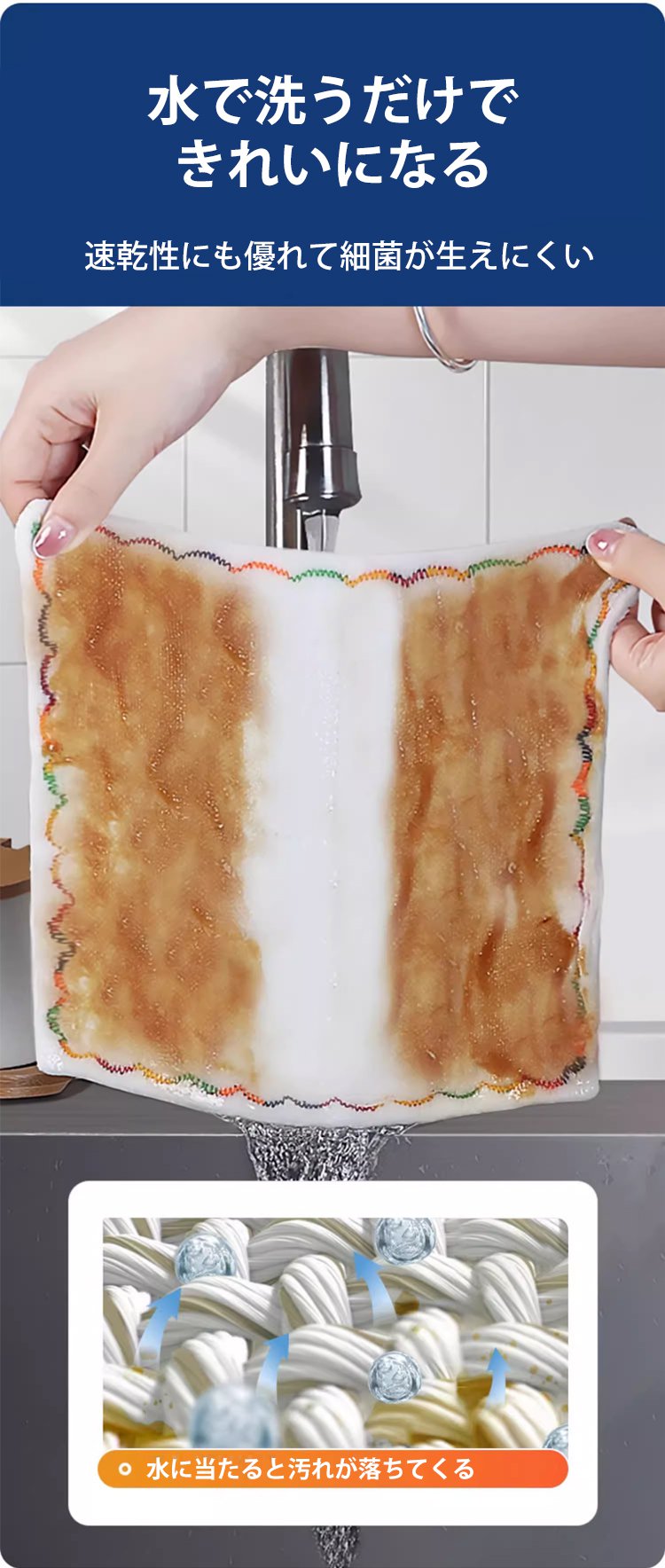 丈夫で長持ちするキッチンクロスの生地アップ