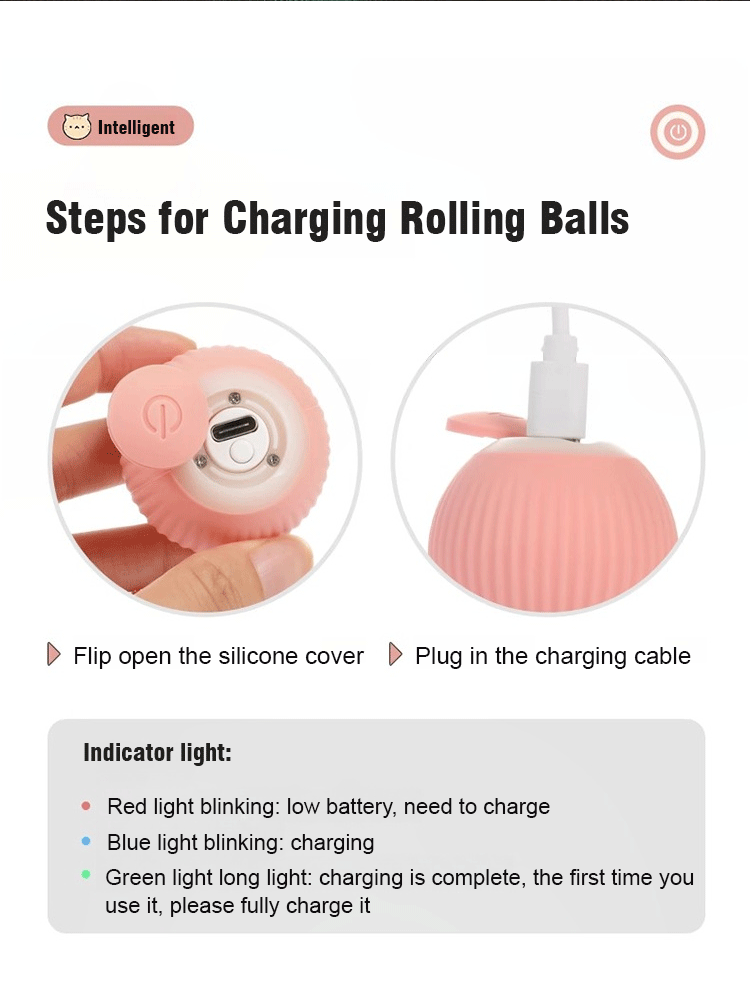 Intelligent teaser ball rolls and makes sounds and is bite-resistant