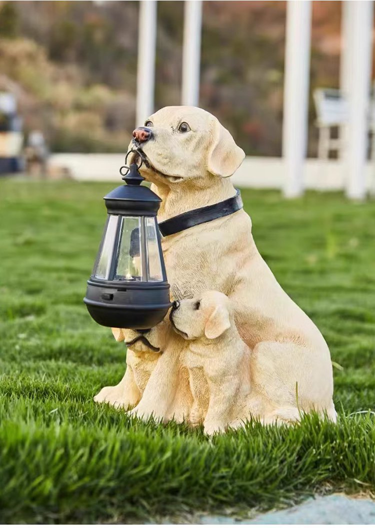 インテリアとしての子犬像ランタンライト