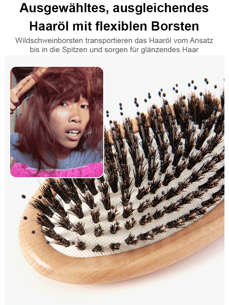 【Jedes kleine Accessoire mit Raffinesse für Frauen】Holz-Luftkissenbürste mit Borsten