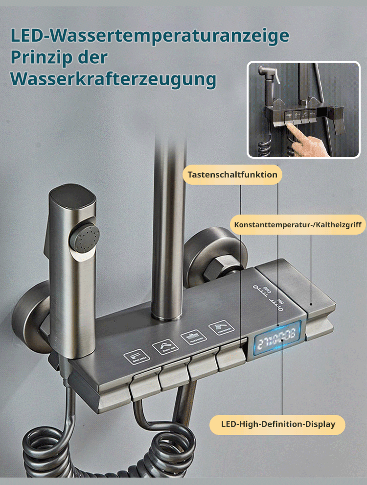 Intelligenter Duschkopf mit Digitalanzeige