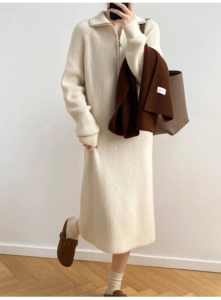 オフィスにもおすすめのカシミヤワンピース