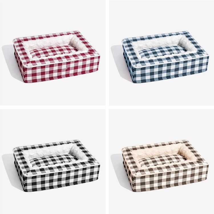 Classic Plaid Comfortable Calming Dog Bed