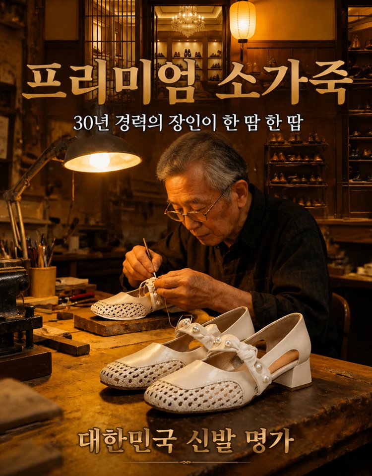 프렌치 위빙 진주장식 통굽 샌들