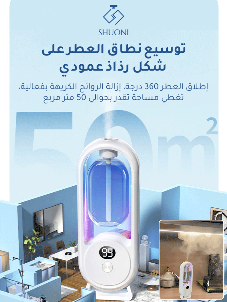 آلة العطر اللاسلكية التلقائية المنزلية مع شاشة رقمية【خالية من الكحول】