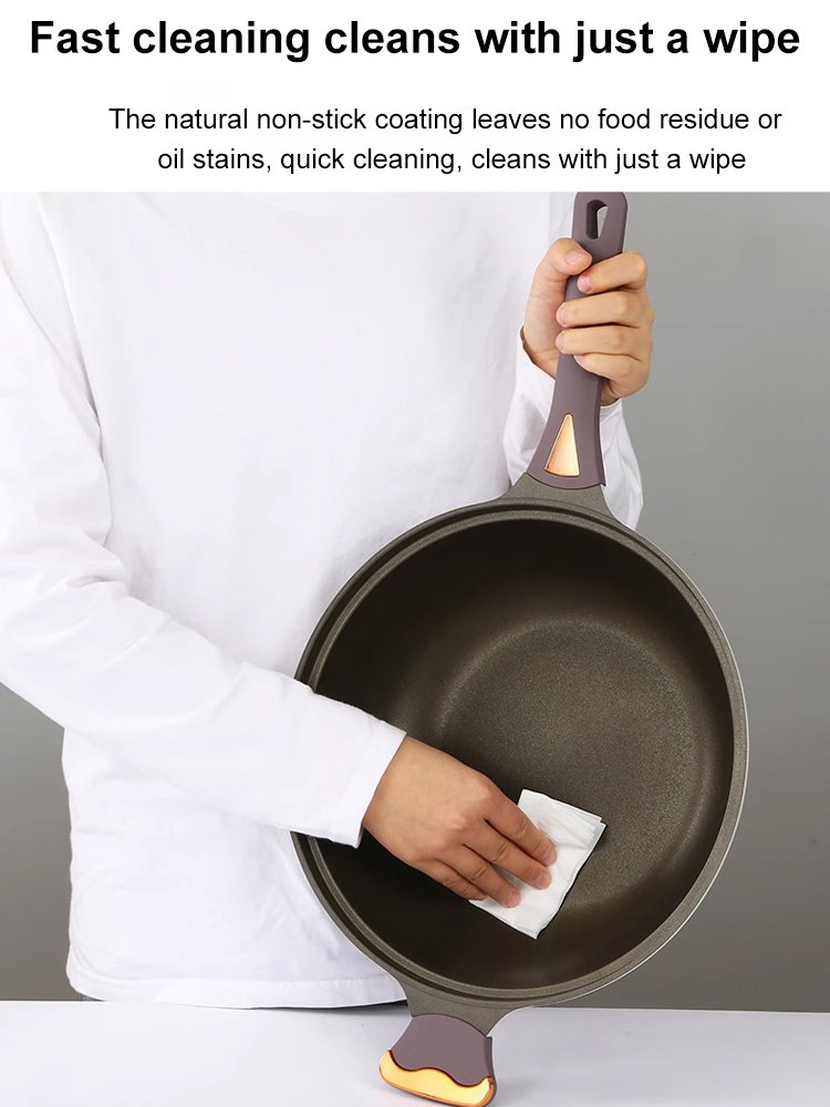 Fourth generation gold titanium two-color non-stick frying pan 