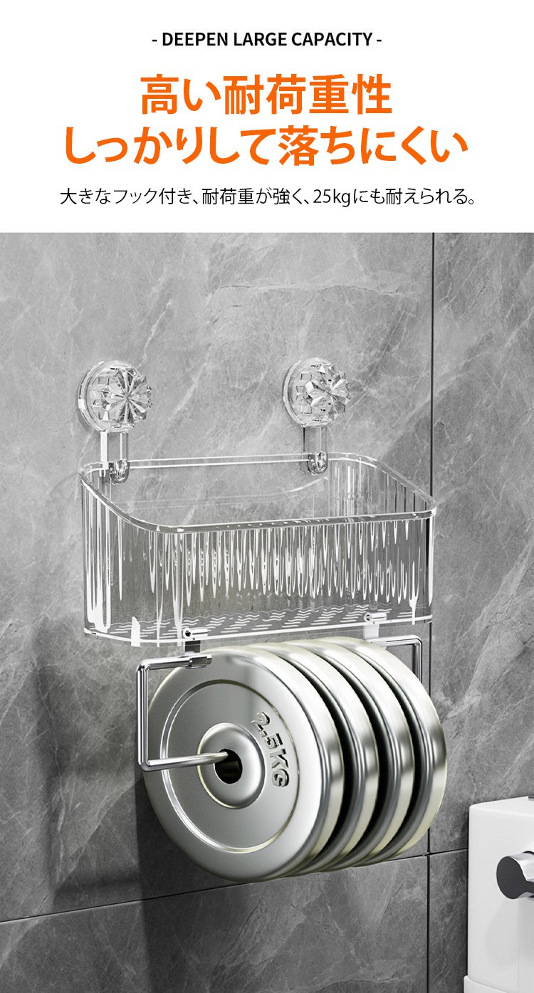 キッチンで使用する吸盤式壁掛け収納ボックス