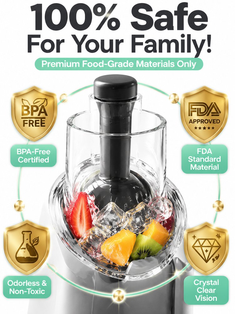100% Pure Fruit Ice Cream Maker - 60s Auto Dessert Machine, Healthy & Zero Fat for Family