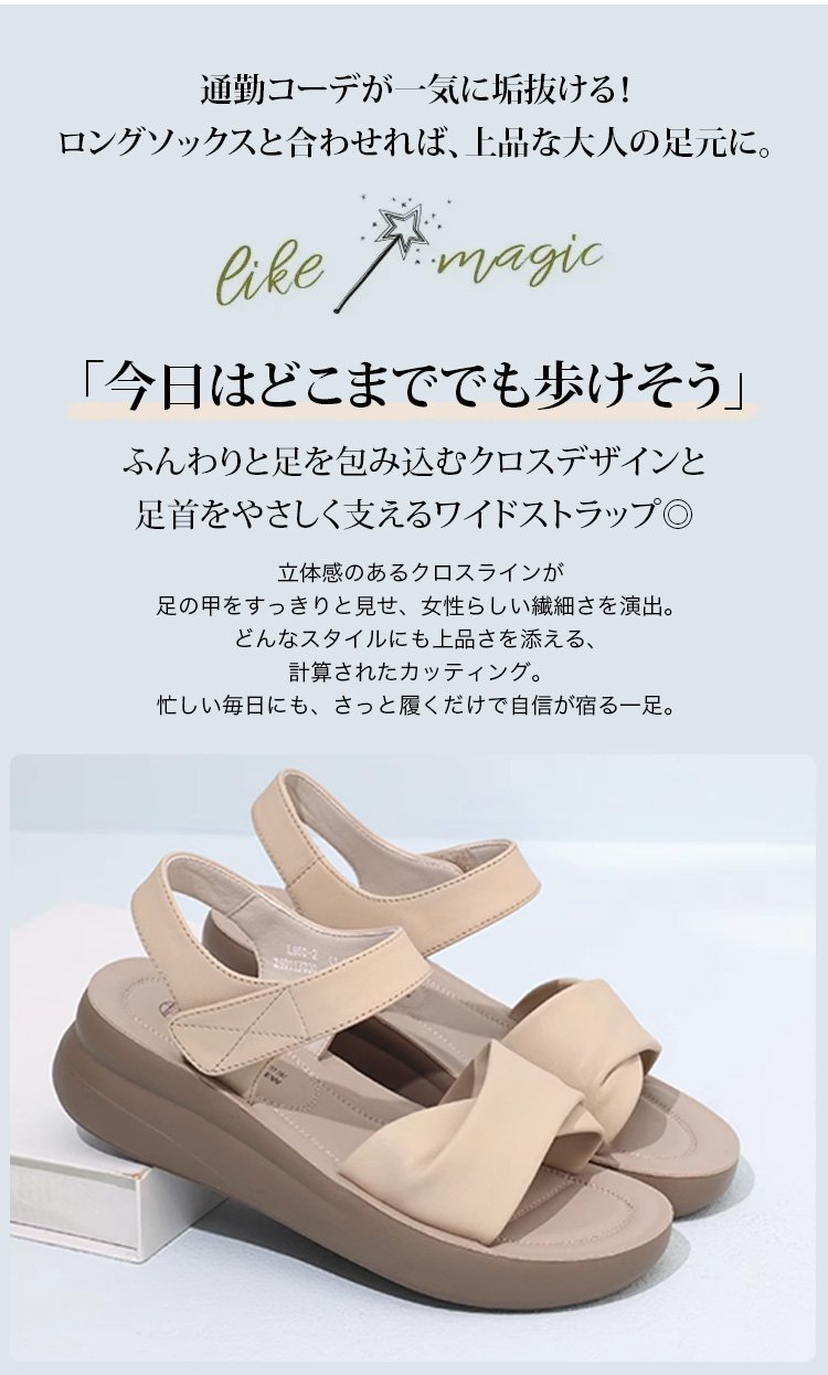 厚底本革サンダルの全体画像