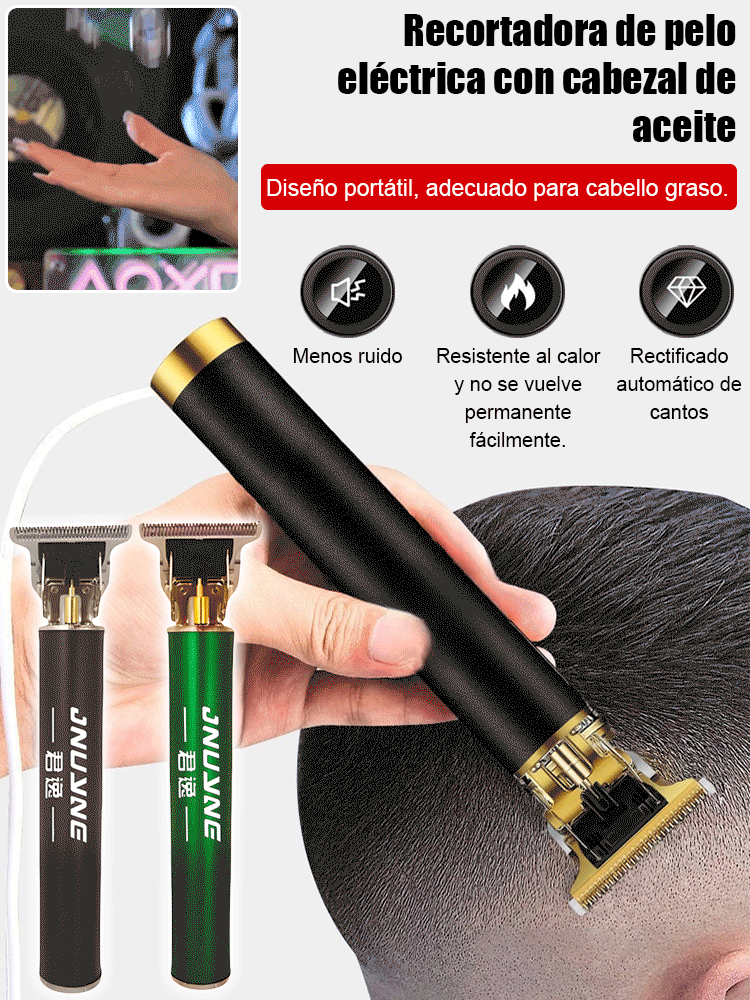 【Silencioso y sin atascos】Cortadora de pelo eléctrica para tallado y peinado con aceite