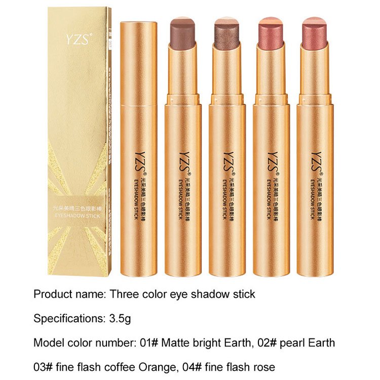 【A Touch of Three Colors】Golden Diamond Three-Color Eyeshadow Stick