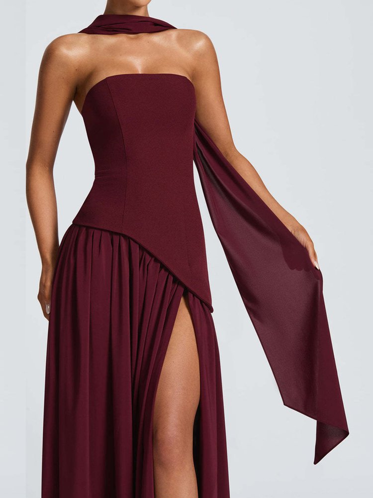 Sexy solid color tube top dress