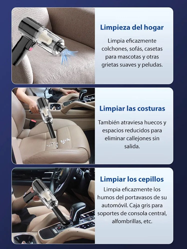 Potente aspirador multifunción para coches