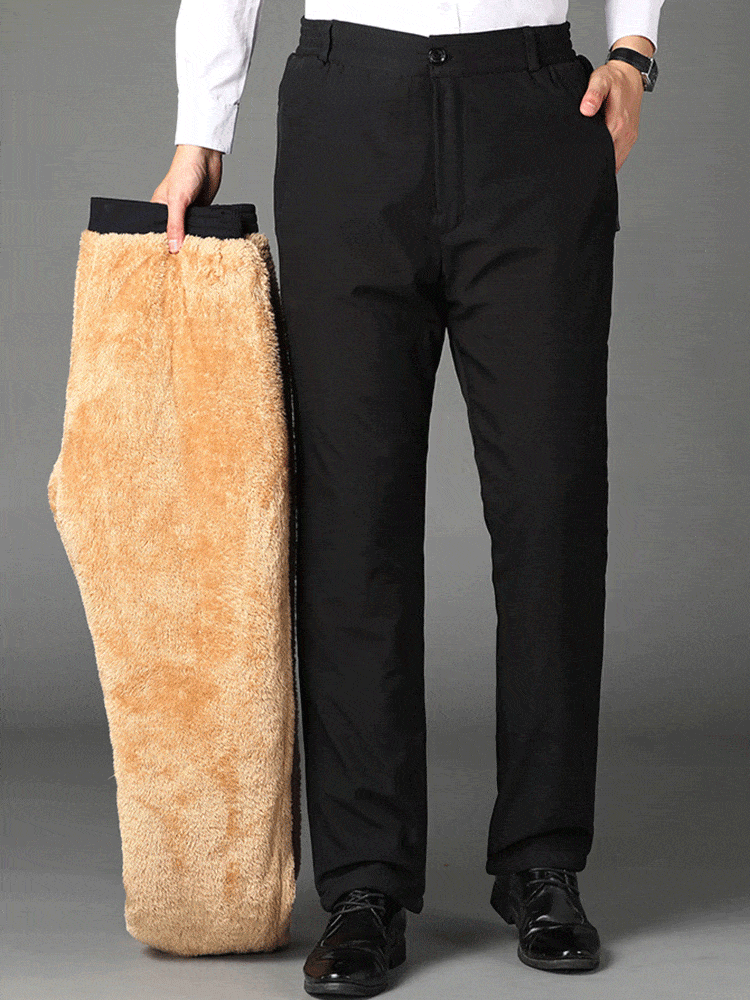 Grube, ciepłe spodnie męskie z aksamitem