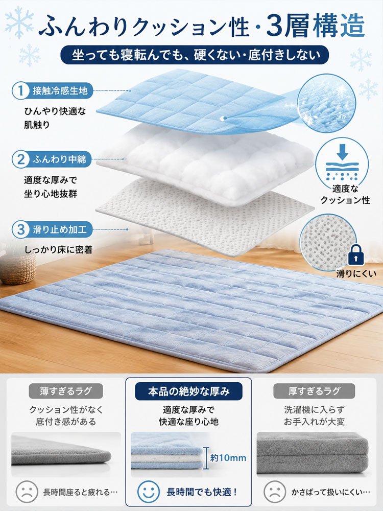 接触冷感・丸洗いOKの滑り止めマット、2点目半額、先着100名様限定