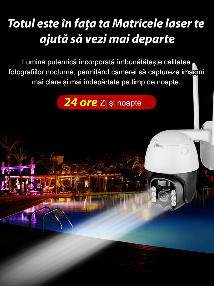 Cameră de supraveghere solară fără fir, vedere pe timp de noapte HD