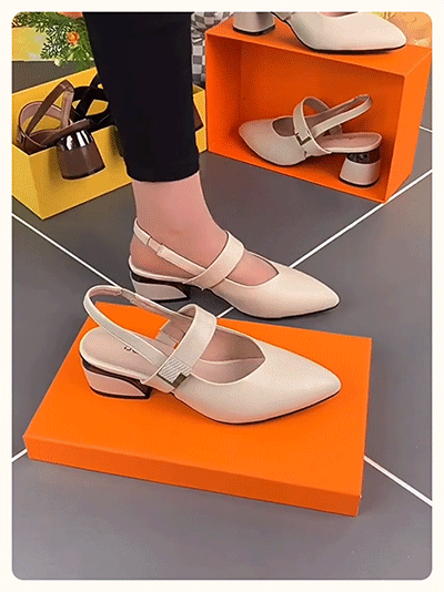 รองเท้าแตะรัดส้นผู้หญิง ปิดหัว ส้นตัน หรูหรา รุ่นใหม่