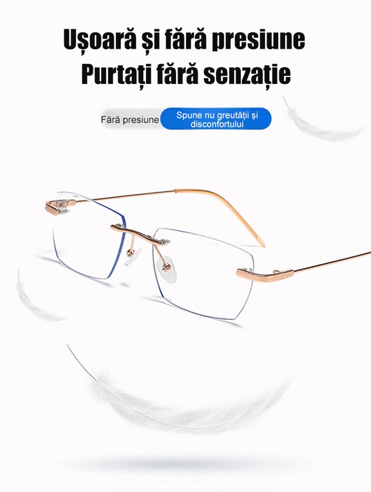 Ochelari pentru presbiopie cu zoom fără jante care schimbă culoarea 【Model pentru bărbați și femei】