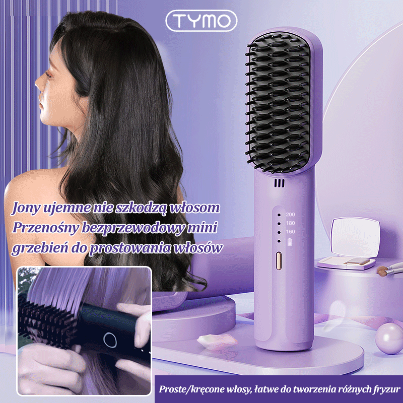 Jony ujemne nie szkodzą włosom Przenośny bezprzewodowy mini grzebień do prostowania włosów