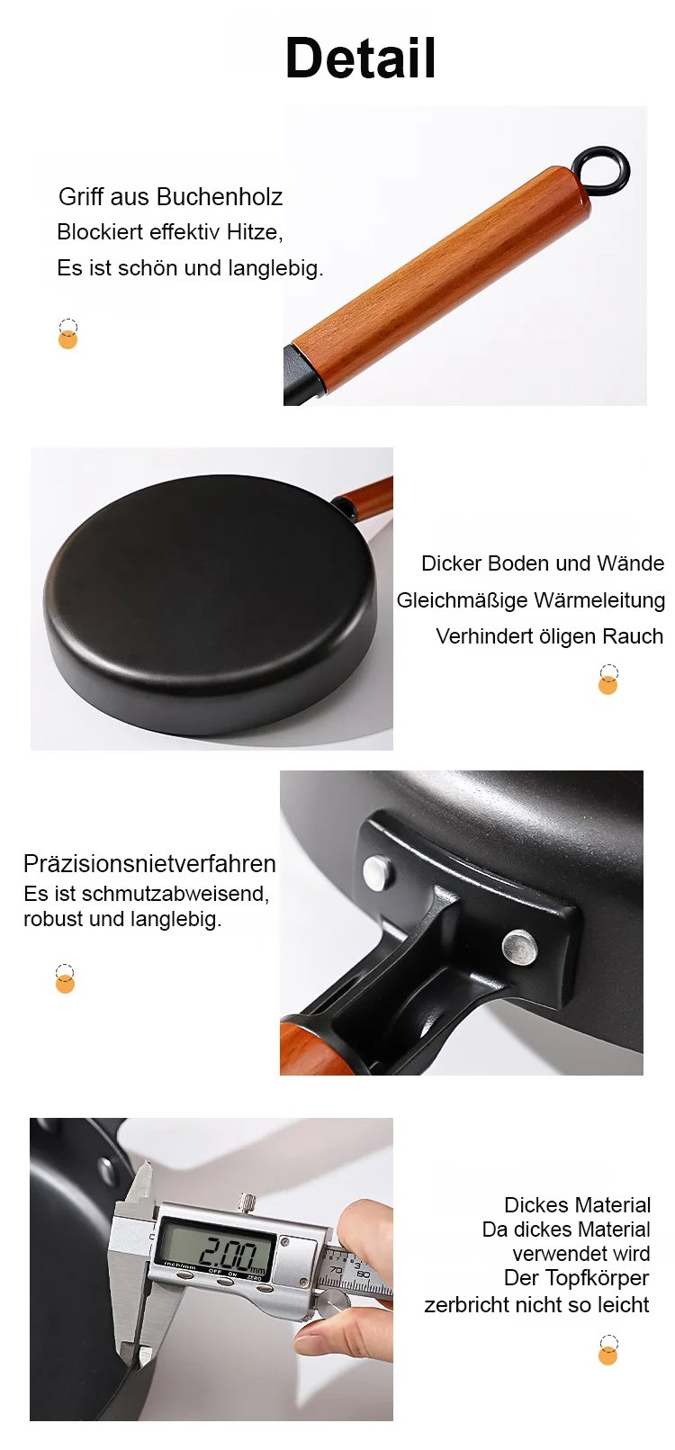 Langlebige Eisenpfanne für gesundes Kochen