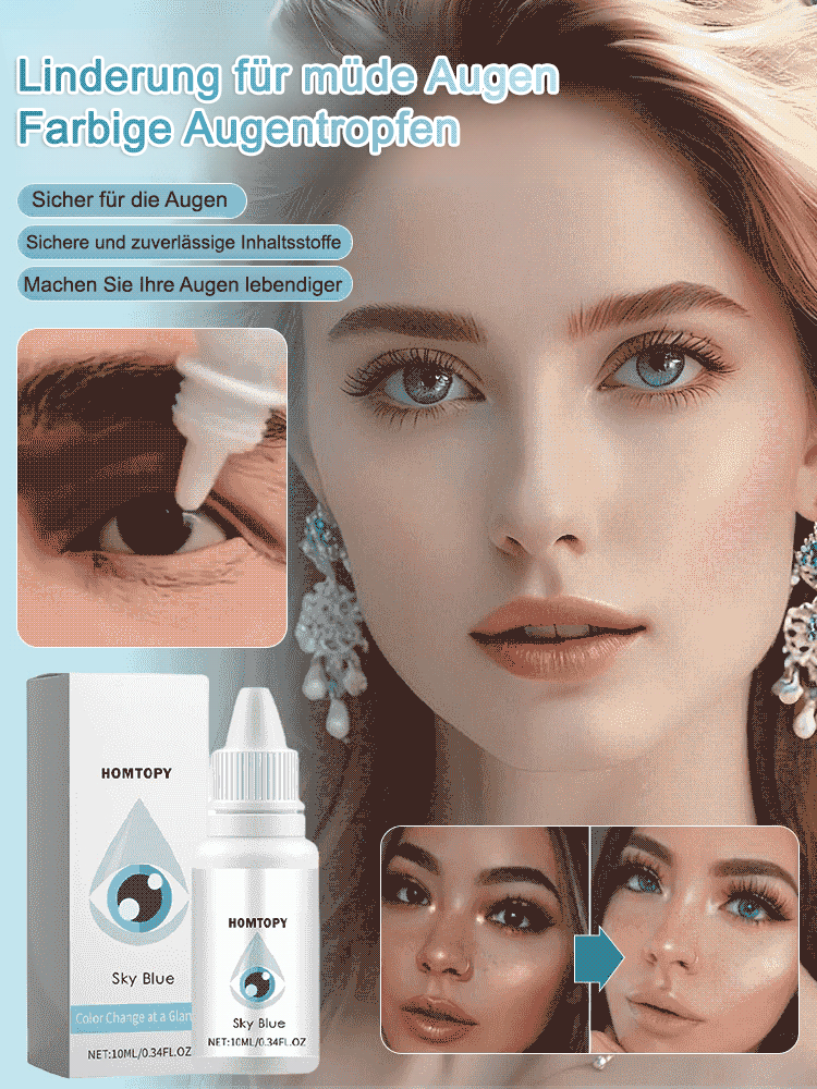 Farbige Augentropfen zur Linderung von Augenermüdung