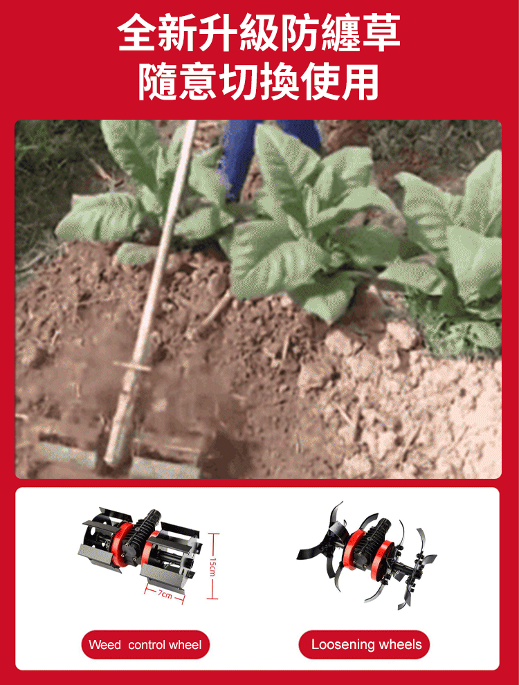 【割草機專用】鬆土除草萬用輪
