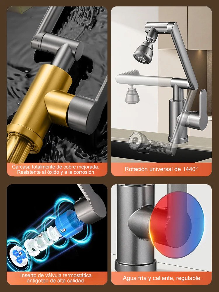 Grifo mecánico con boquilla giratoria de 1080°