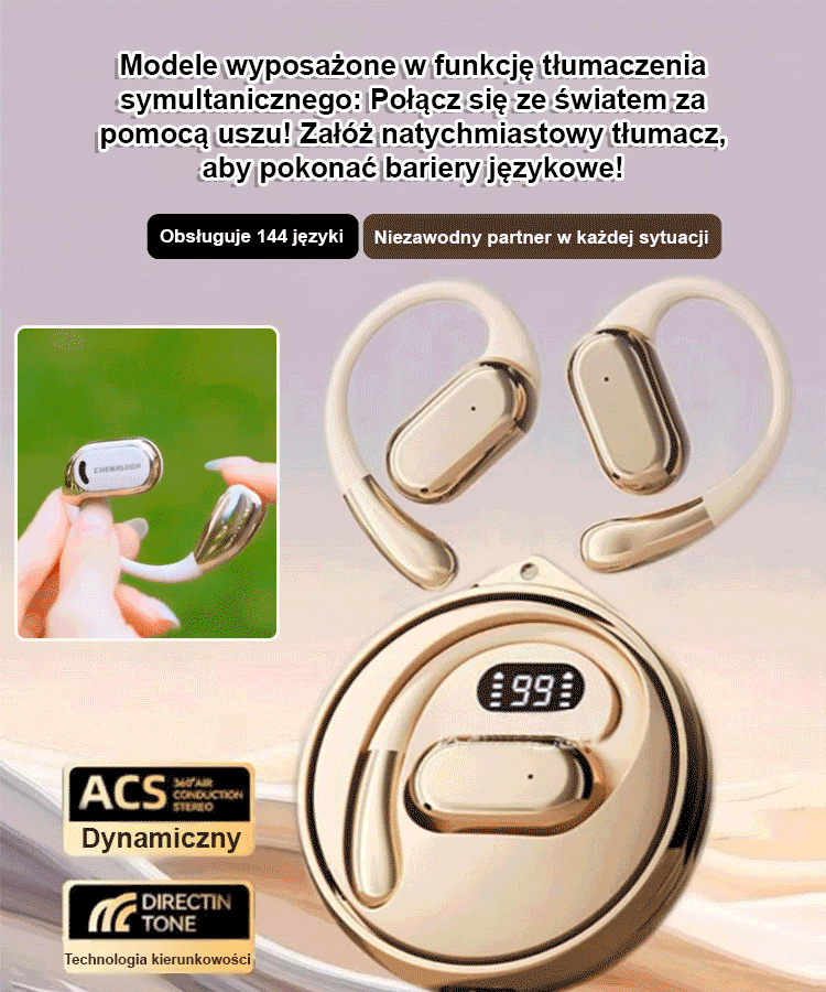 【Przetłumacz na 144 języki】 Inteligentny zestaw słuchawkowy do tłumaczenia