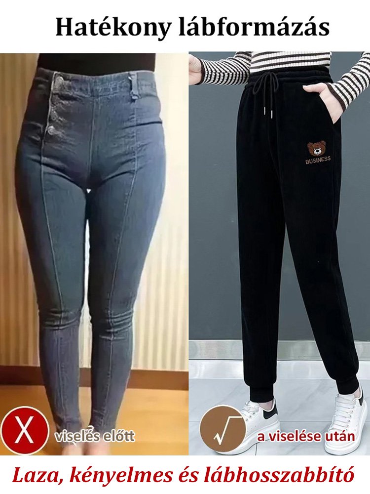 Agyaggal megerősített bársony plüss macis nadrág