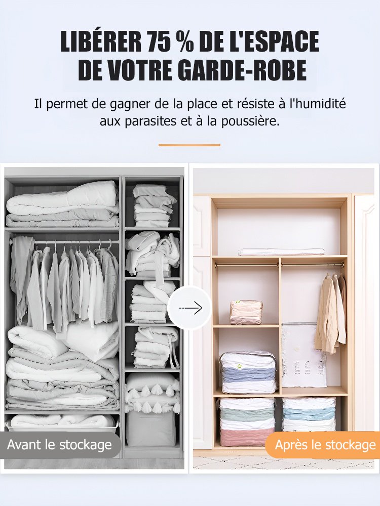 Sac de rangement tridimensionnel à compression de trois secondes sans pompe