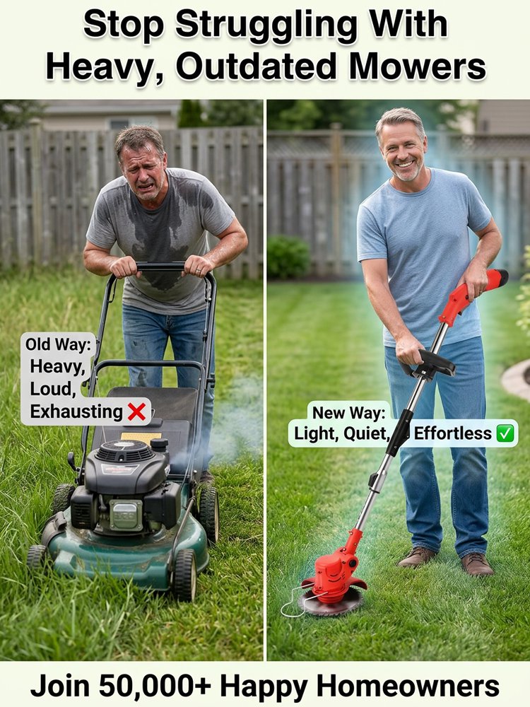 【Ultra-long Endurance】 Electric Folding Lawn Mower