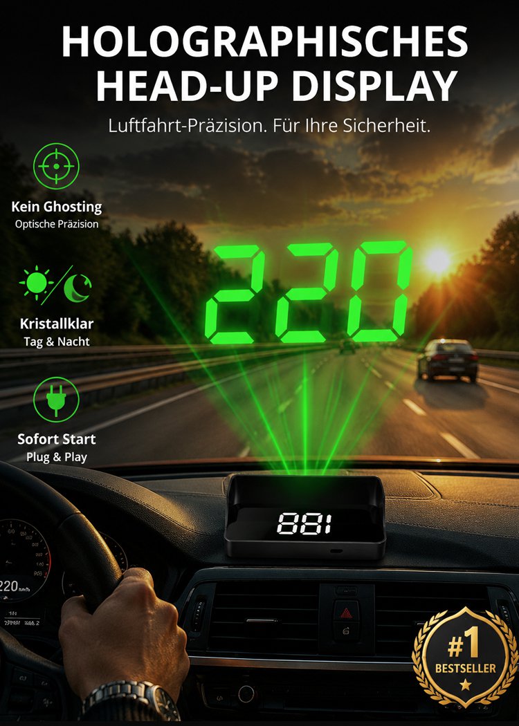 HUD GPS Digitaler Tacho für Autos, Head-Up Display, geeignet für alle Fahrzeugtypen
