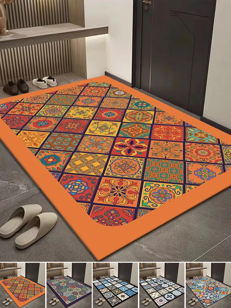 Kryształowa aksamitna mata podłogowa w stylu Boho