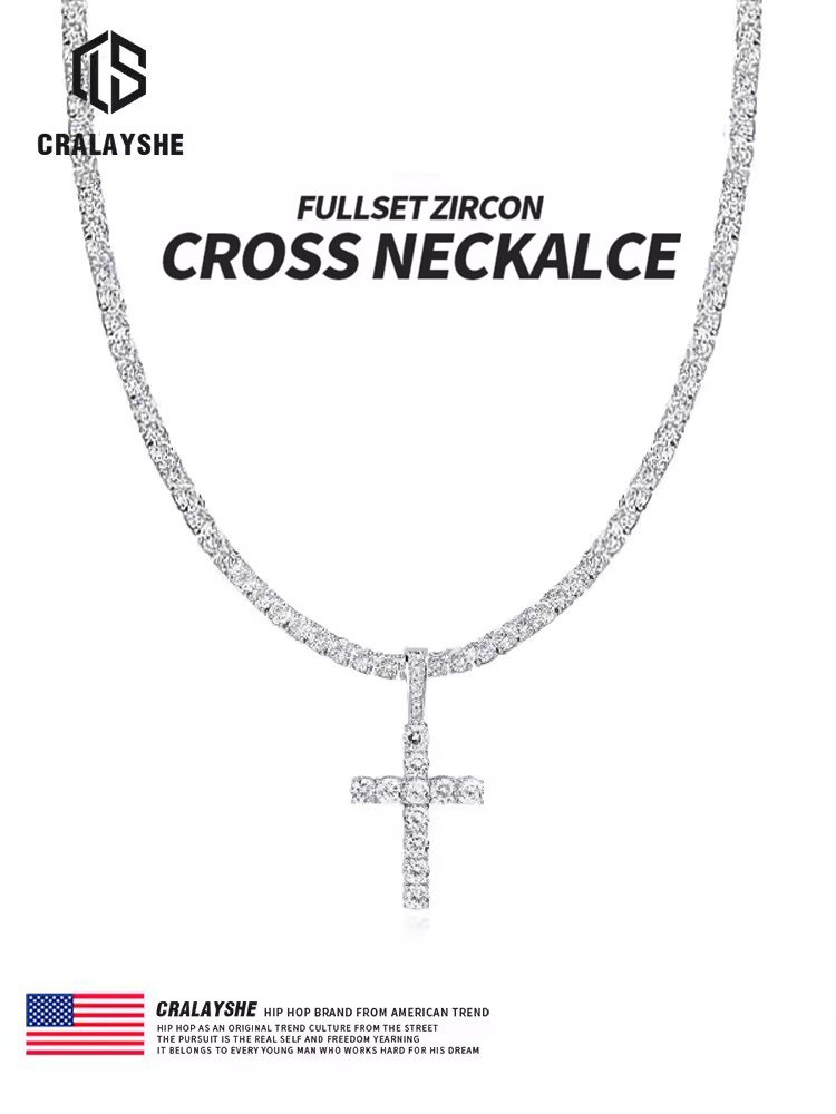 Full Diamond Cross Necklace