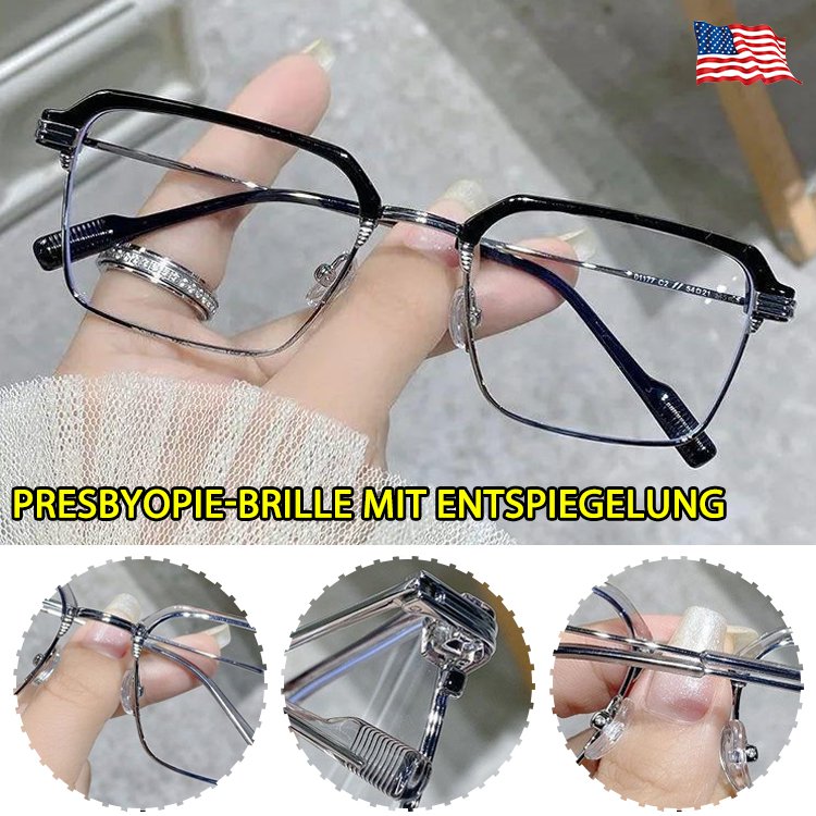 Neue Presbyopiebrille aus Metall mit Anti-Blaulicht