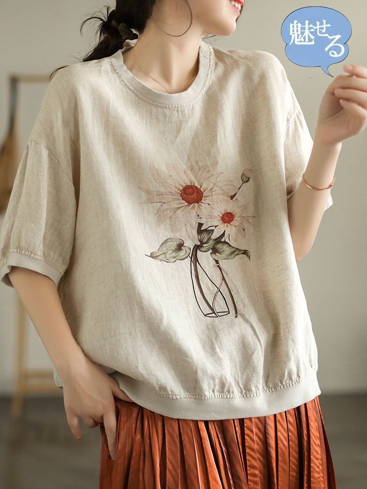 レディースリネン半袖Ｔシャツ